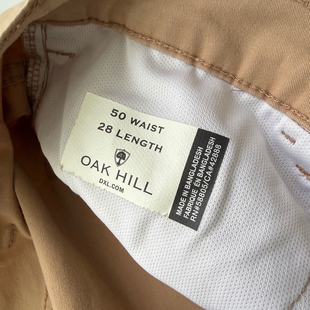 Oak Hill Straight Fit Khaki Chino Pants Mens 50x27 Tan Stretch Cotton DXL - Picture 7 of 12